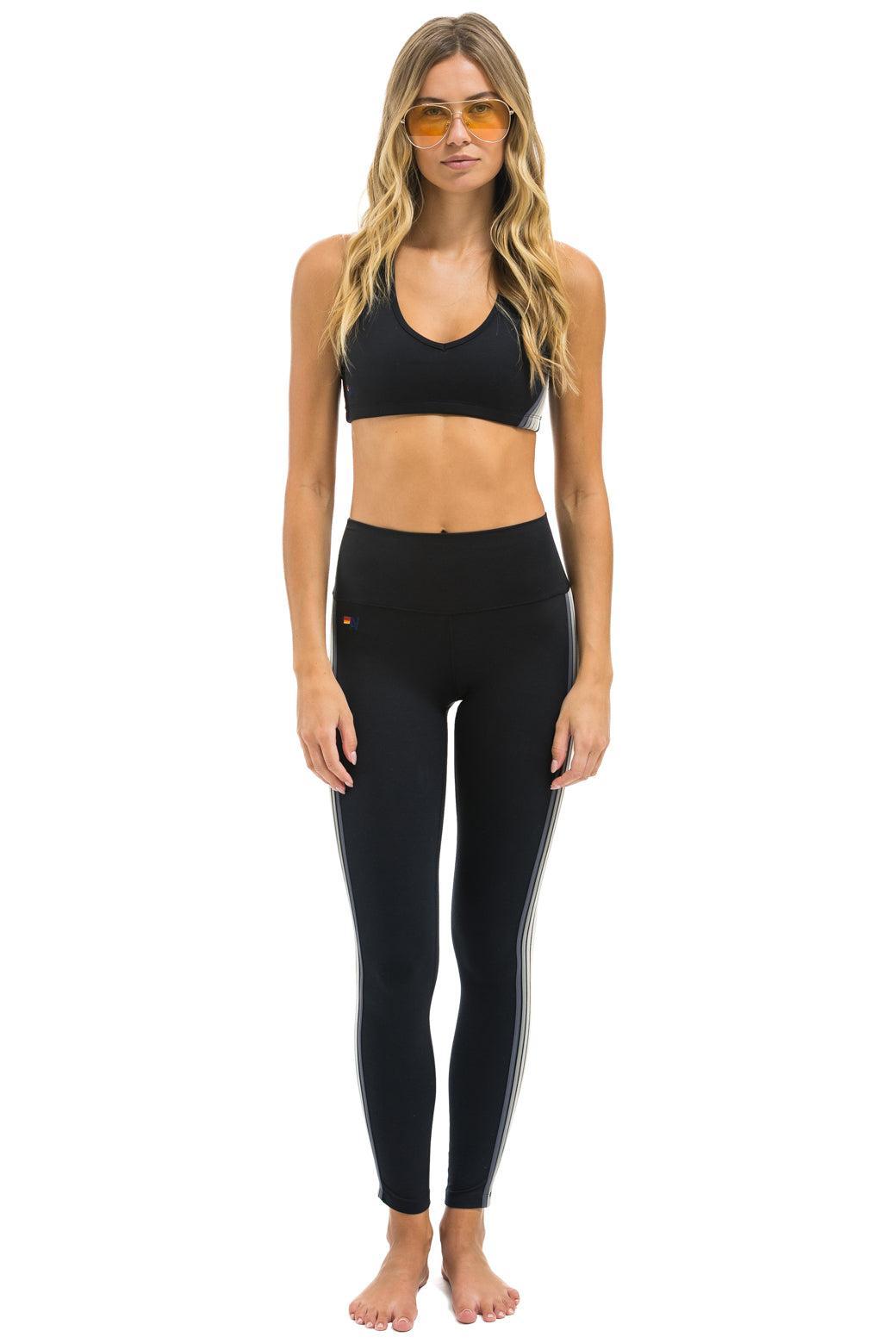 FULL LENGTH HI-RISE 5 STRIPE LEGGINGS - BLACK // SMOKE Female Product Image