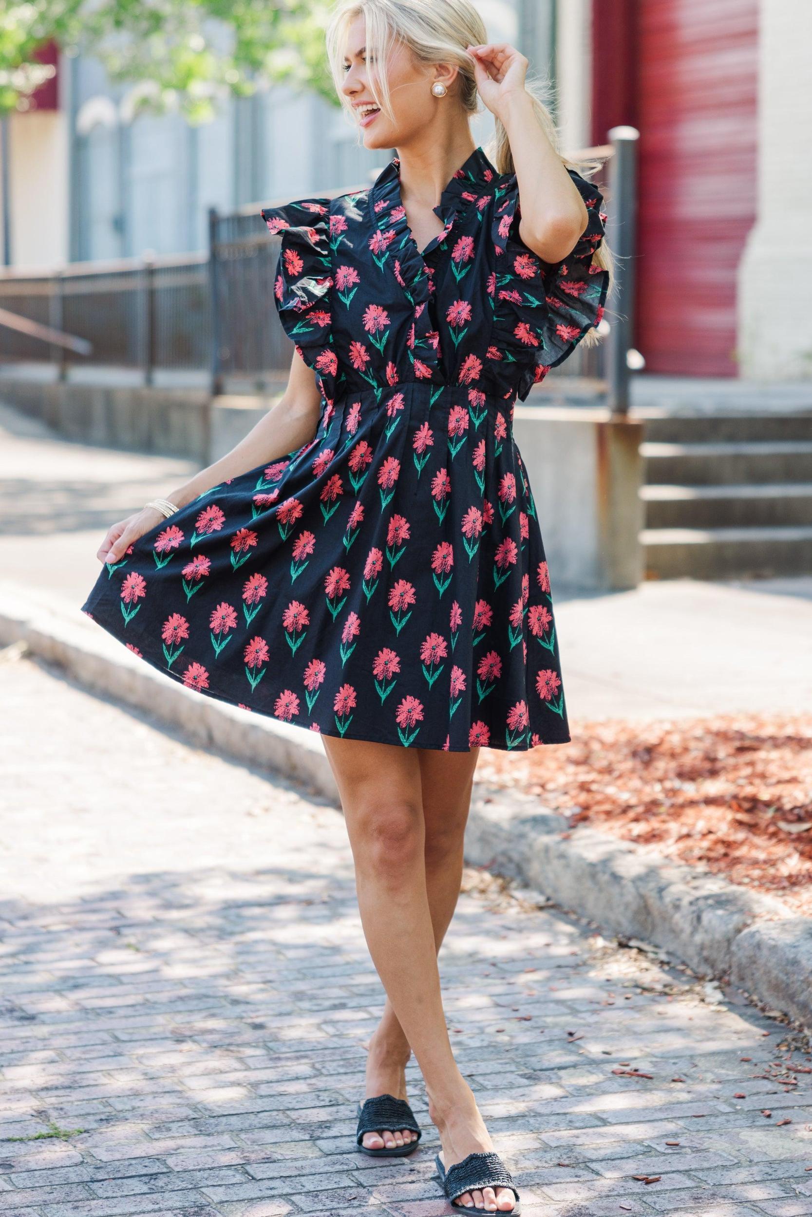 Now Or Never Black Floral Dress Female Product Image