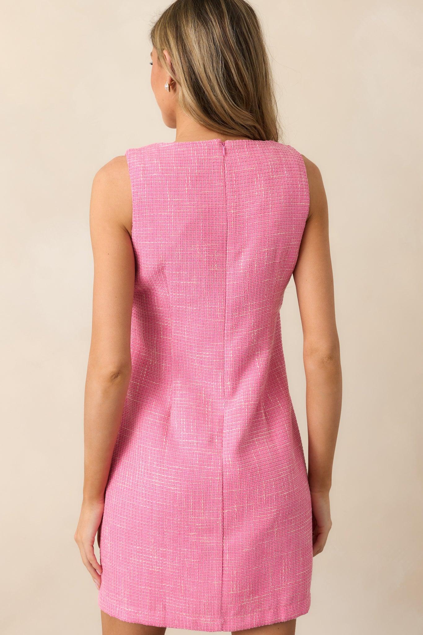 Brunch & Bubbles Pink Tweed Mini Dress Product Image
