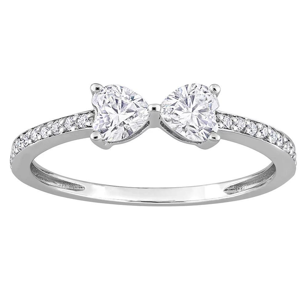 Stella Grace Sterling Silver 3/5 Carat T.W. Lab-Created Moissanite Duo Heart Ring, Women's, Size: 9 Product Image