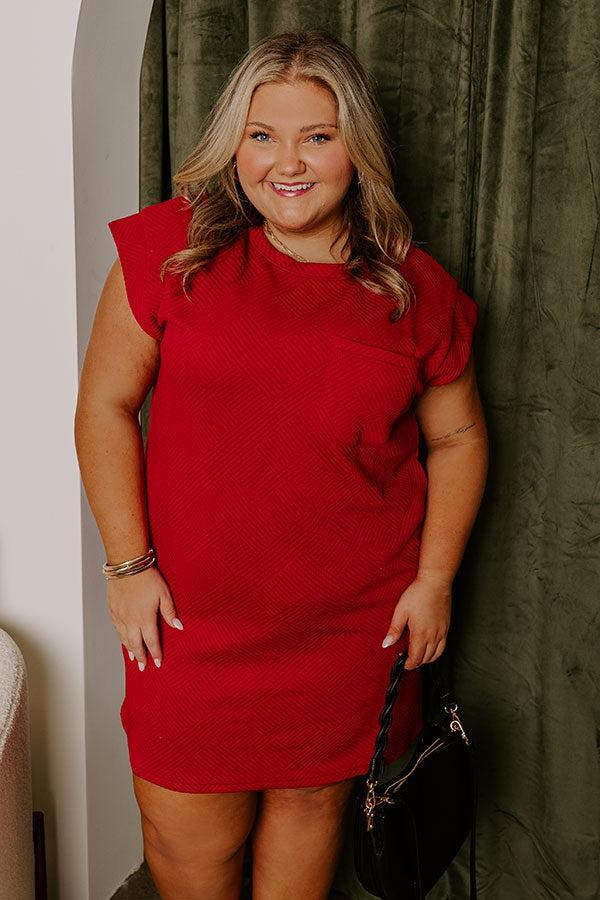 Sunny Days Shift Dress in Crimson Curves Product Image