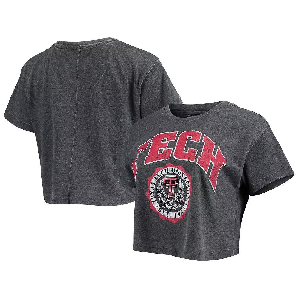 Women's Pressbox Black Texas Tech Red Raiders Edith Vintage Burnout Crop T-Shirt, Size: XL Product Image
