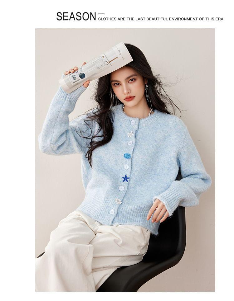 Plain Star Button Cardigan Product Image