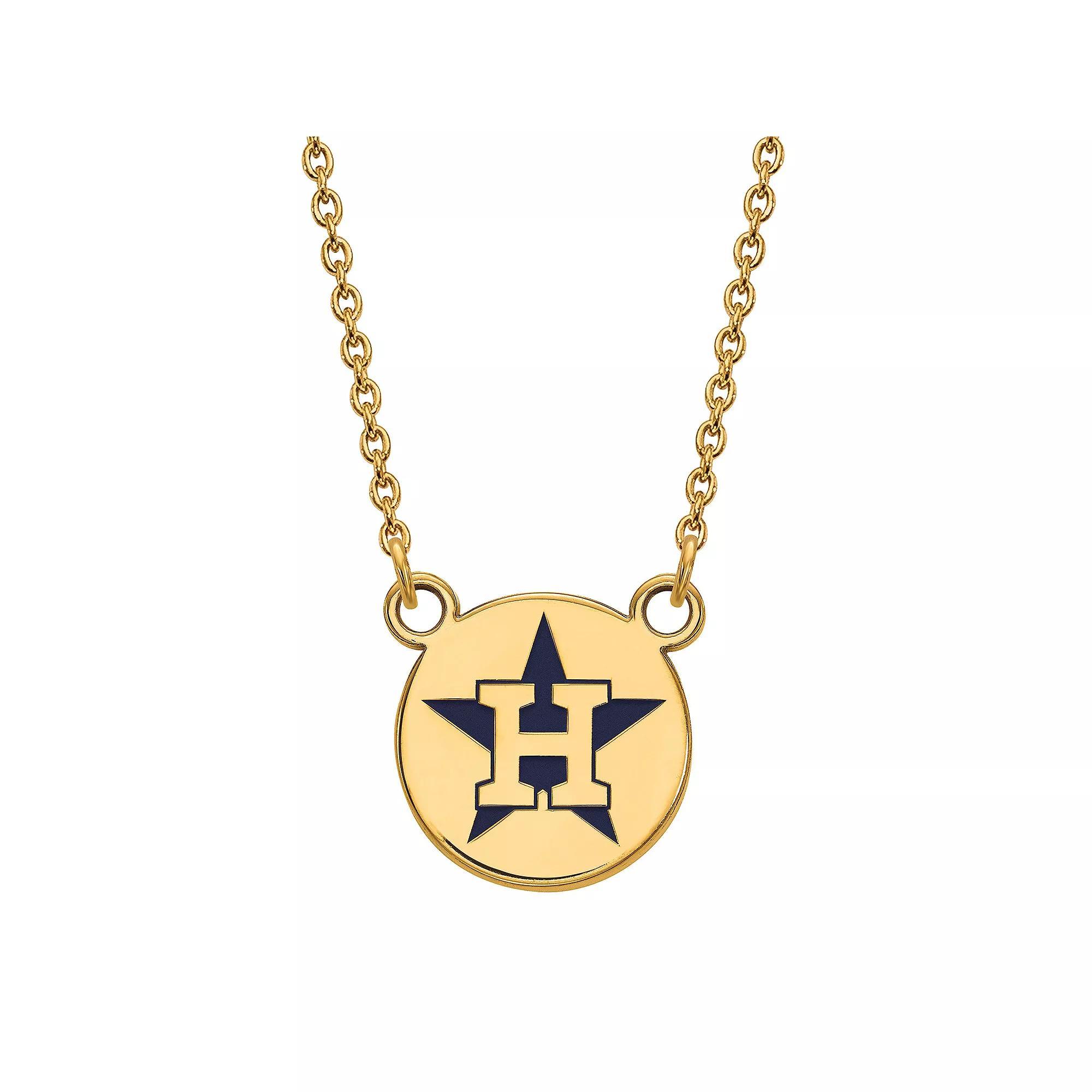 LogoArt Houston Astros Enamel Logo Link Necklace, Women's, Size: 18 mm, 14k Gold Plated Product Image
