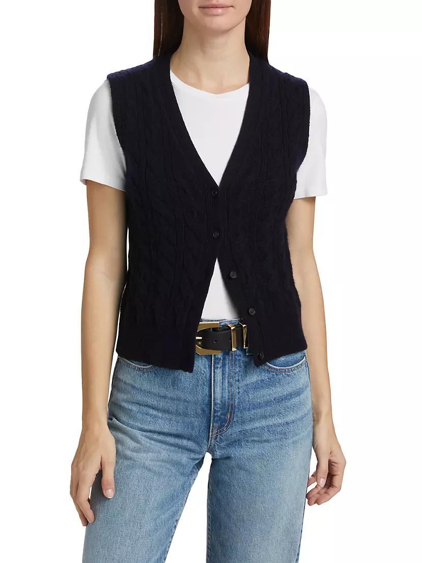 Cable-Knit Wool & Cashmere Vest Product Image