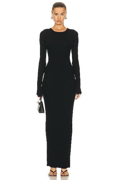 Eterne Long Sleeve Crewneck Maxi Dress in Black Product Image