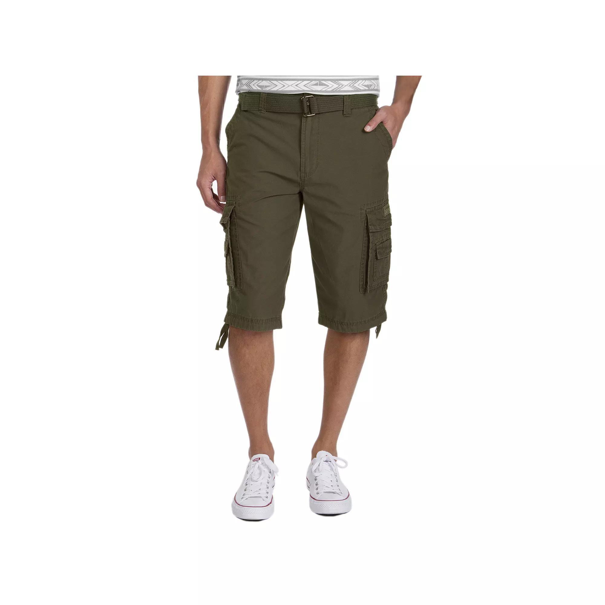 Men's UNIONBAY Cordova Messenger Belted Cargo Shorts, Size: 30, Military Product Image