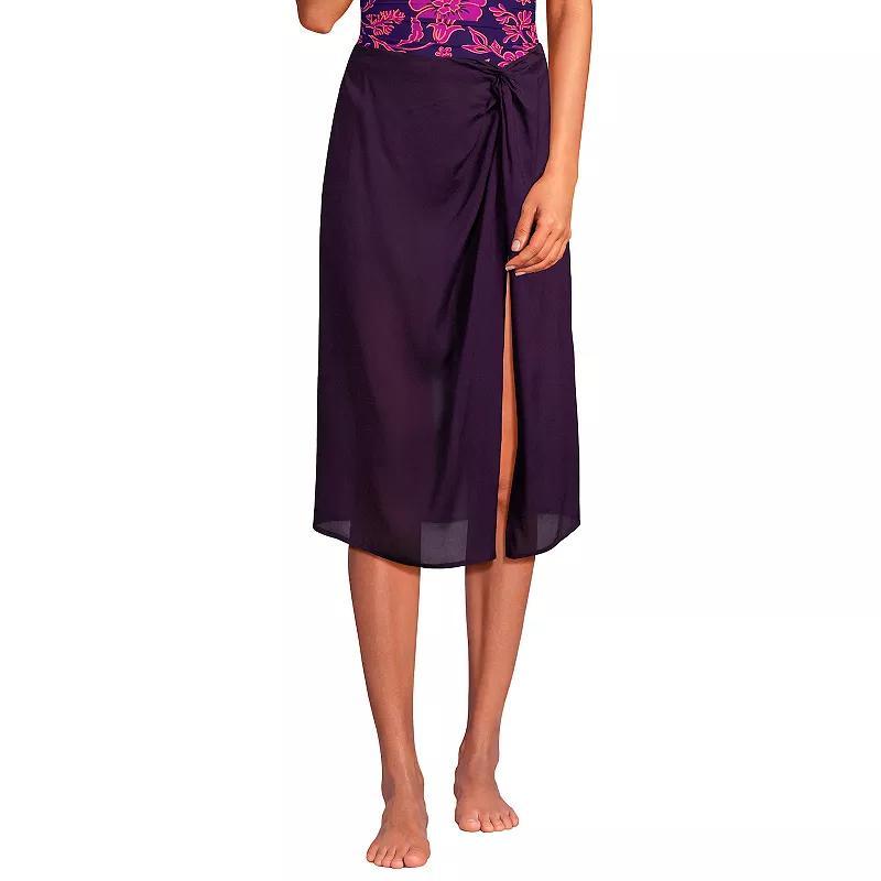 Women's Lands' End Sheer Twist Front Knee Length Swim Cover-up Skirt, Size: Large, Prism Pink Product Image