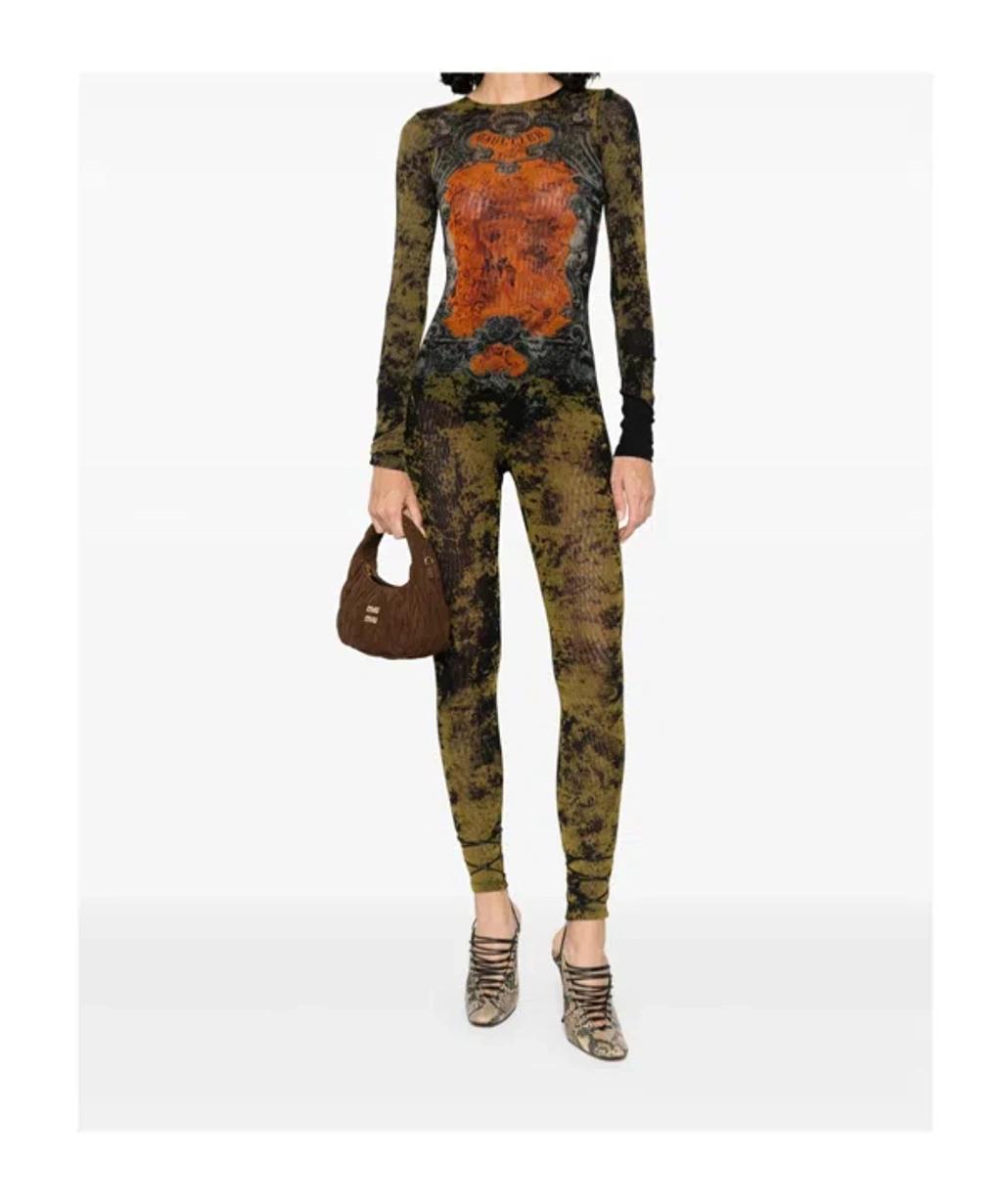 JEAN PAUL GAULTIER Graphic Print Full-length Dress With Long Sleeves In Black Product Image