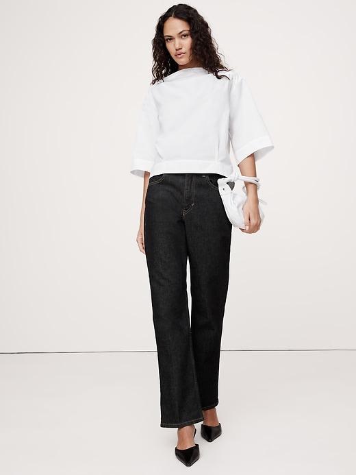 Oversized Cotton Poplin Boat-Neck Top Product Image