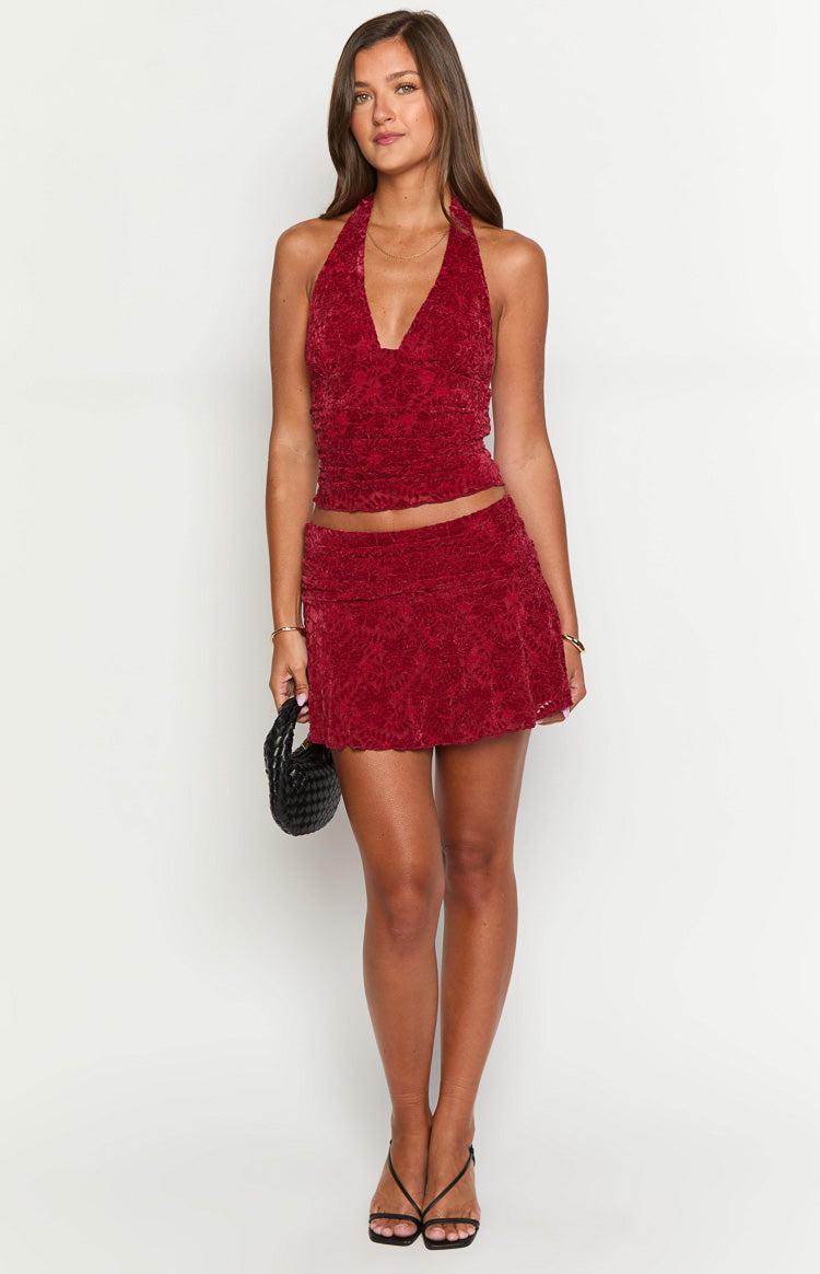 Clancy Red Velvet Mini Skirt Girls Product Image