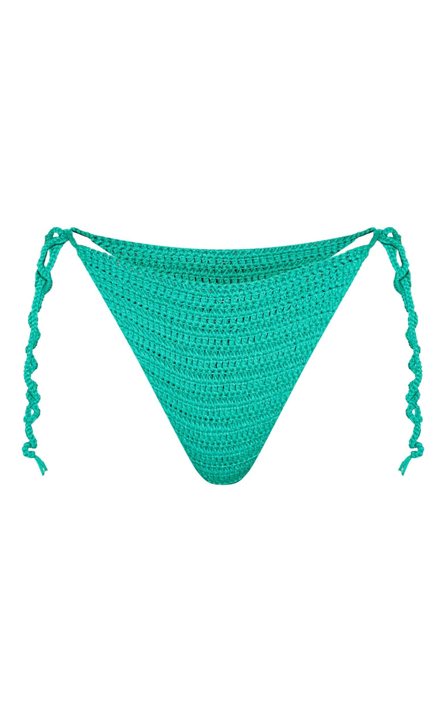 Green Tie Side Crochet Bikini Bottoms Product Image