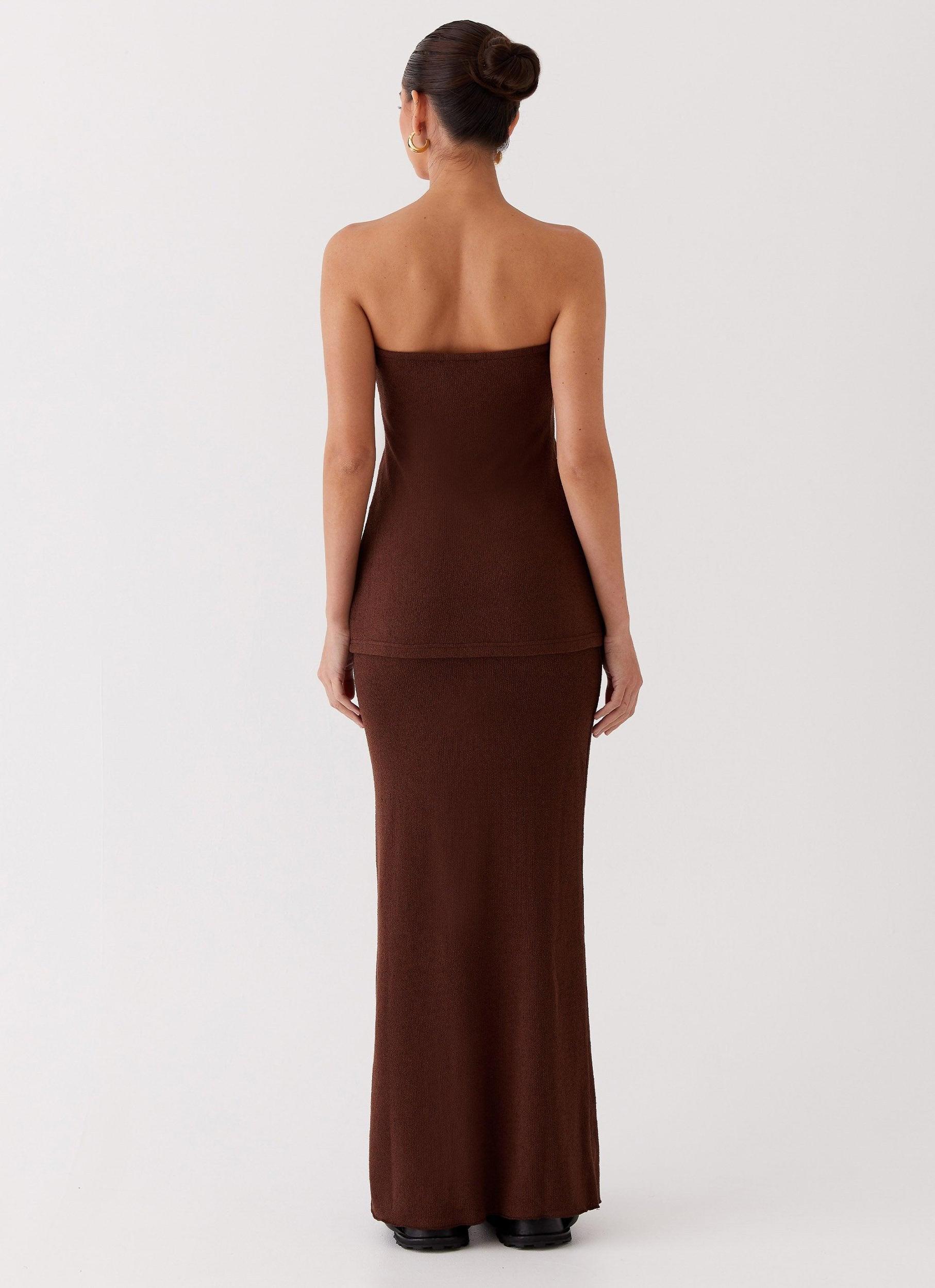 Delicate Lady Knit Maxi Skirt - Chocolate Product Image