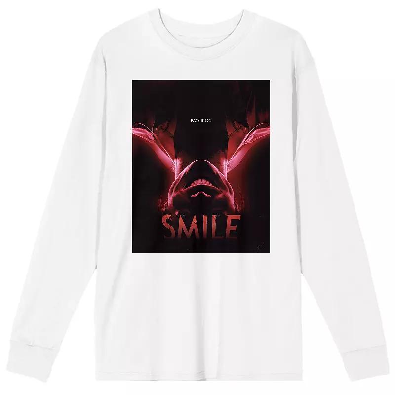 Men's Smile Upside-Down Smiling Long Sleeve Graphic Tee, Size: XL, White Product Image