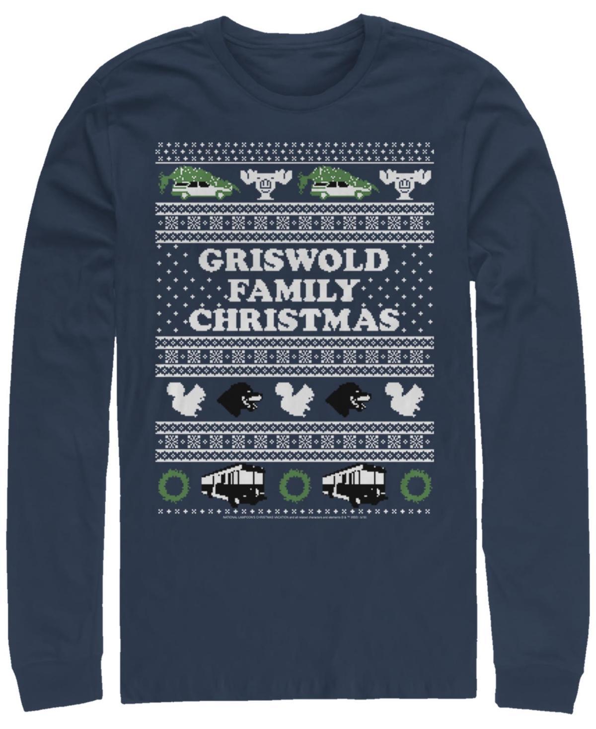Men's National Lampoon's Christmas Vacation Logo Ugly Sweater Graphic Tee, Size: Small, Blue Product Image