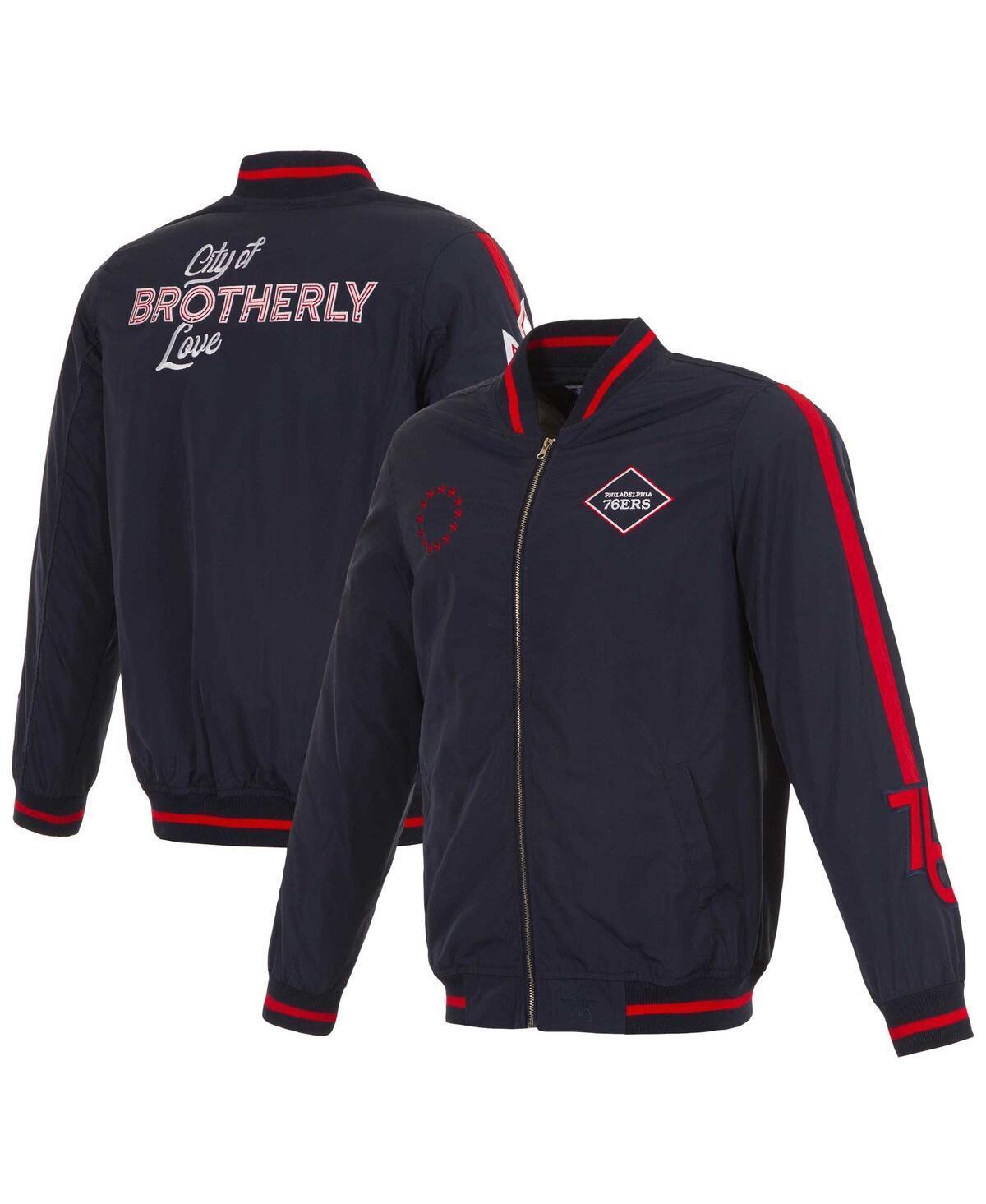 Men's JH Design White Philadelphia 76ers 2023/24 City Edition Nylon Full-Zip Bomber Jacket, Size: Medium, 76r Blue Product Image