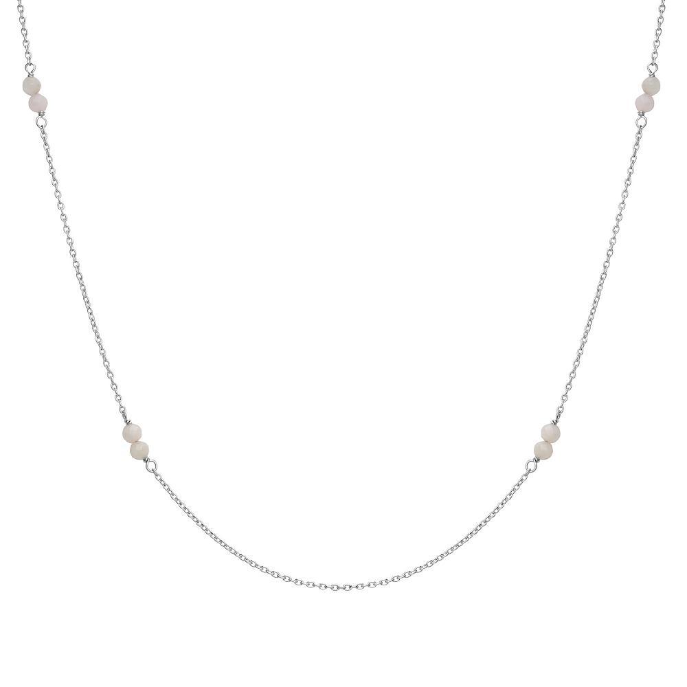 Gemistry Sterling Silver Gemstone Bead Station Necklace, Womens Black Spinel Product Image