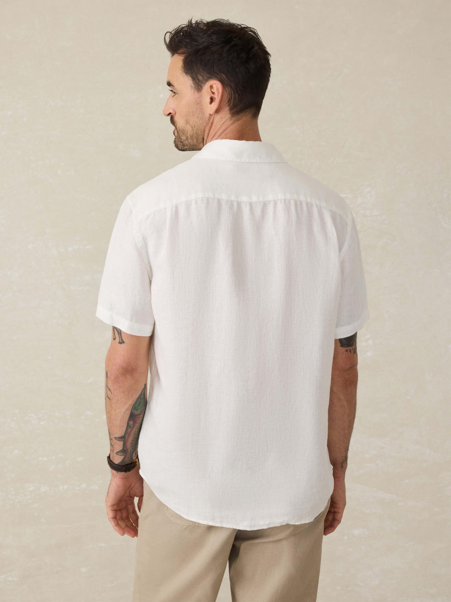 Short-Sleeve Palma Linen Shirt - Bright White Basketweave Male Product Image