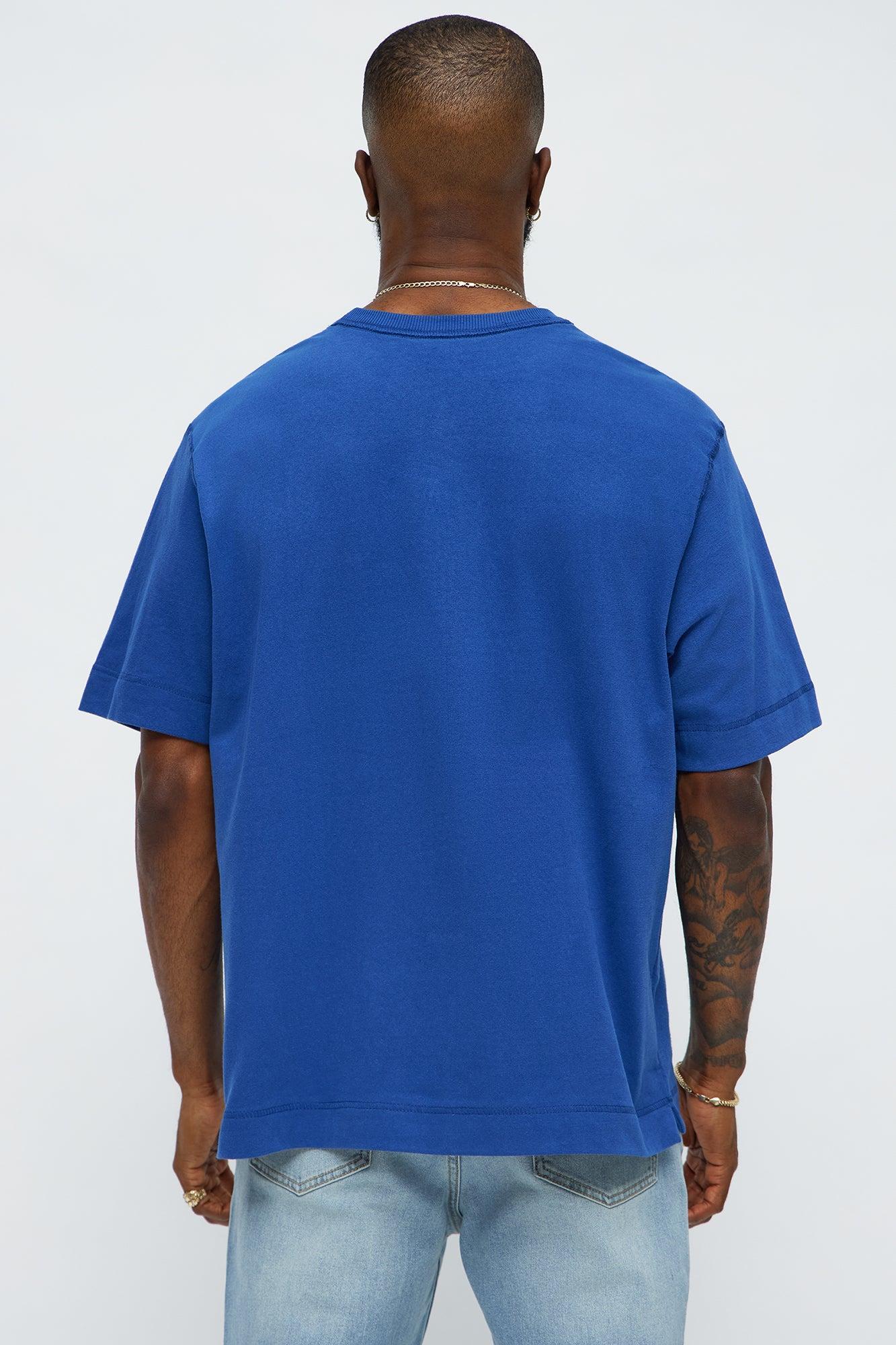 Reverse Seam Cotton Short Sleeve Crew - Blue Wash Product Image