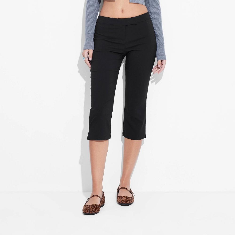 Womens Mid-Rise Capri Trousers - Wild Fable Black Product Image