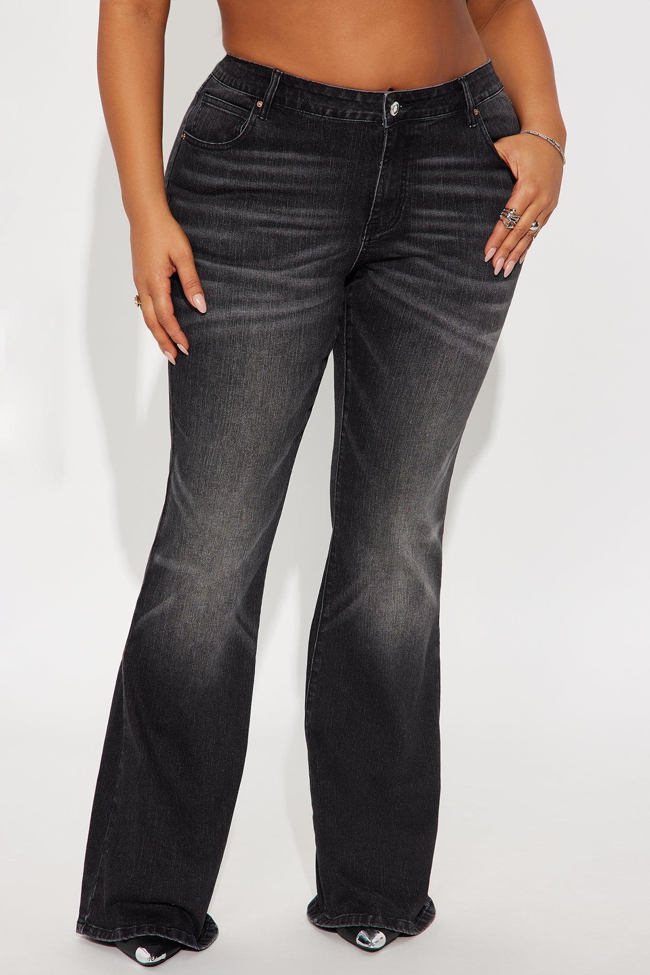 Forever Stretch Low Rise Flare Jeans - Black Wash Product Image