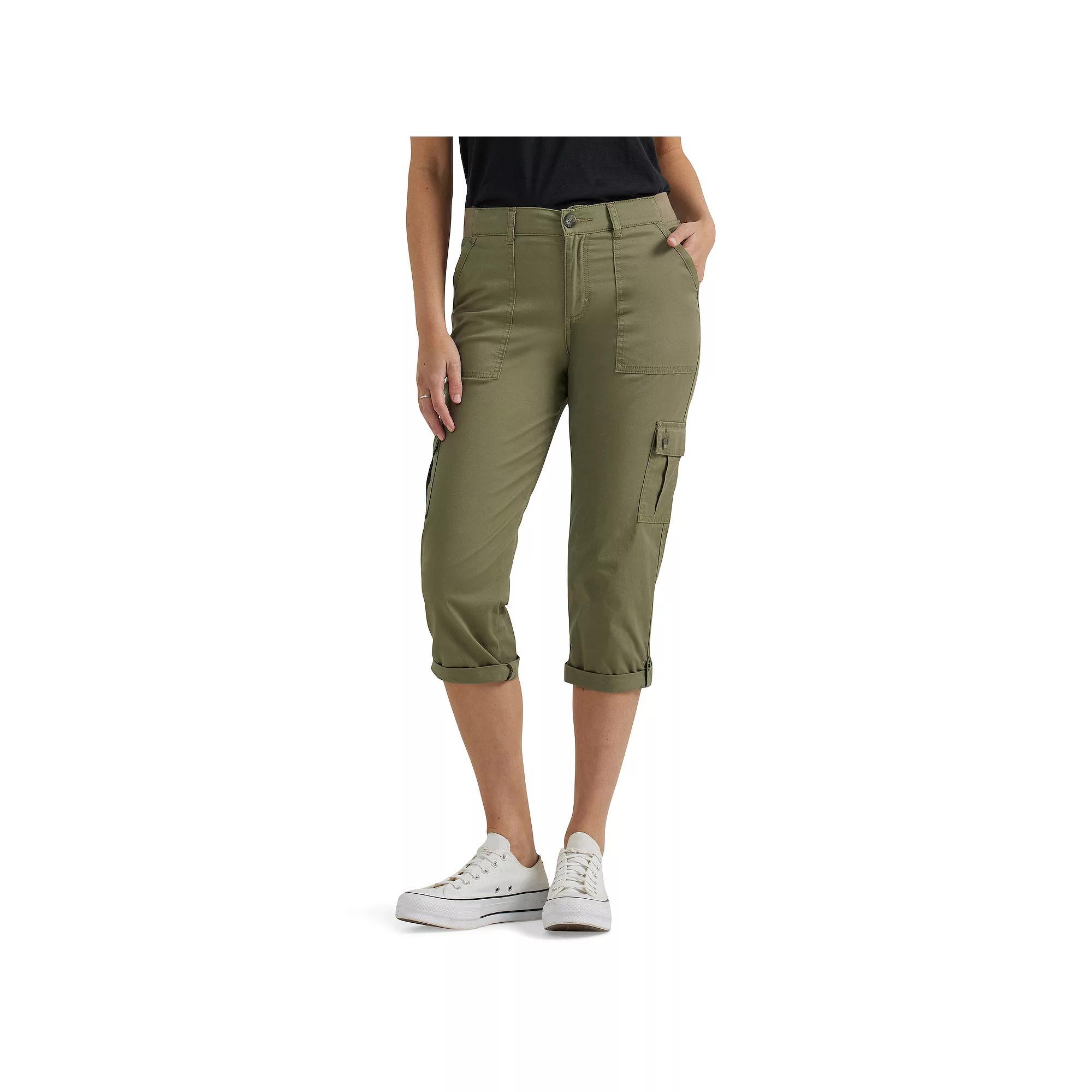 Women's Lee® Flex-To-Go Cargo Capri Pants, Size: 14, Deep Lichen Green Product Image