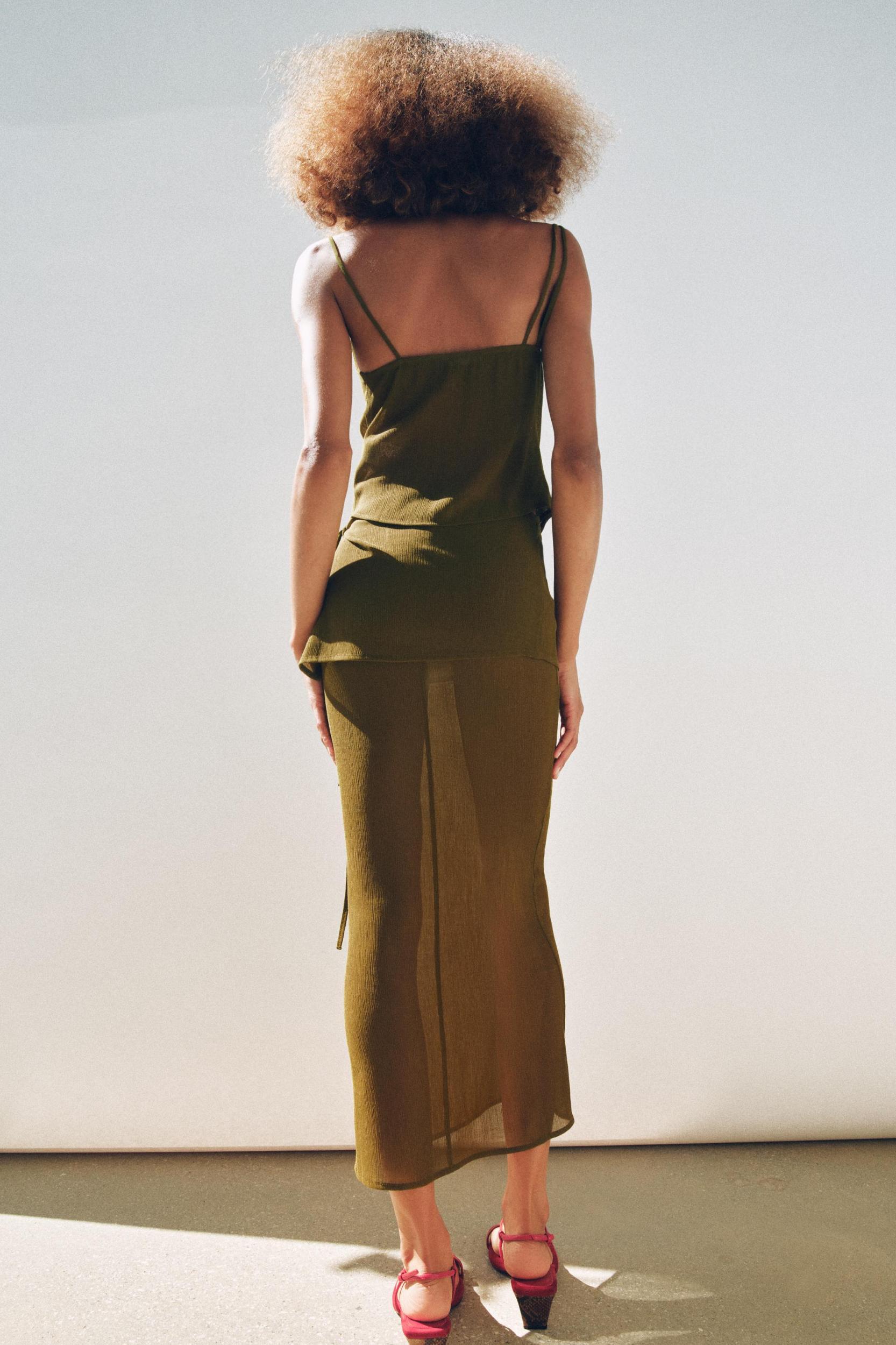 SEMI-SHEER TEXTURED WRAP SKIRT Product Image