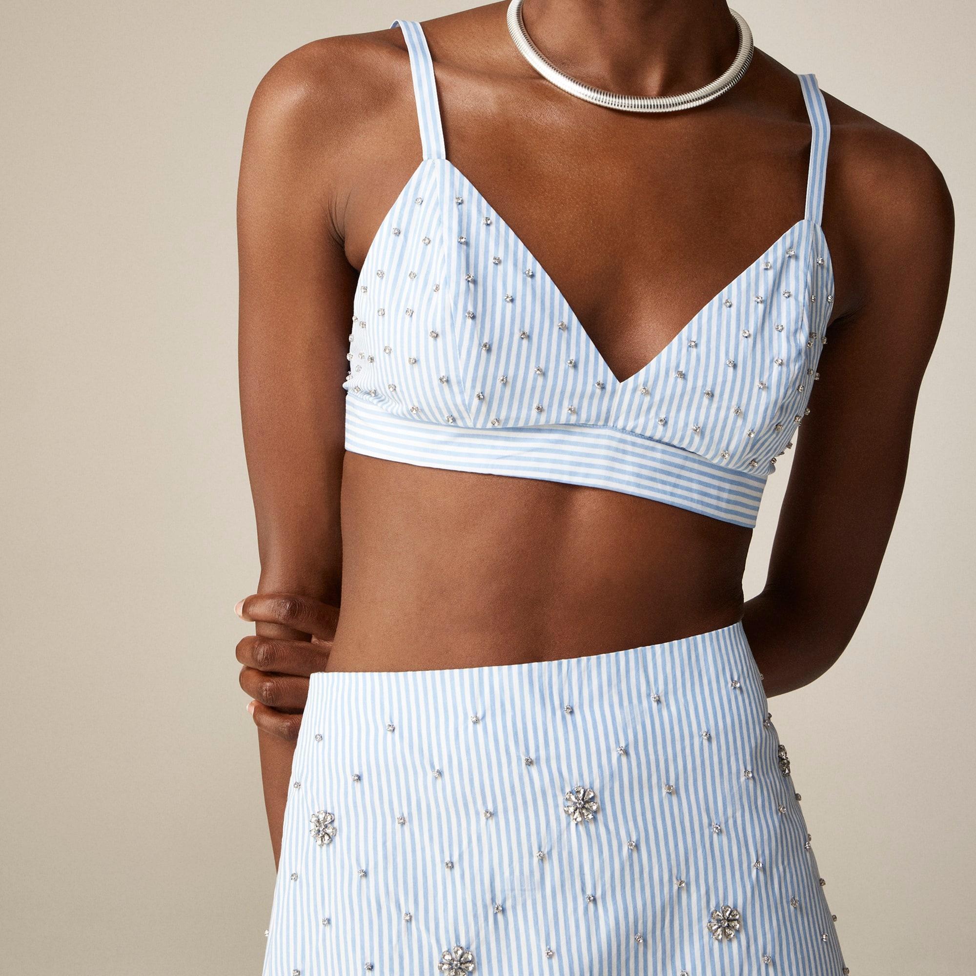 Collection embellished bra top in stripe Product Image