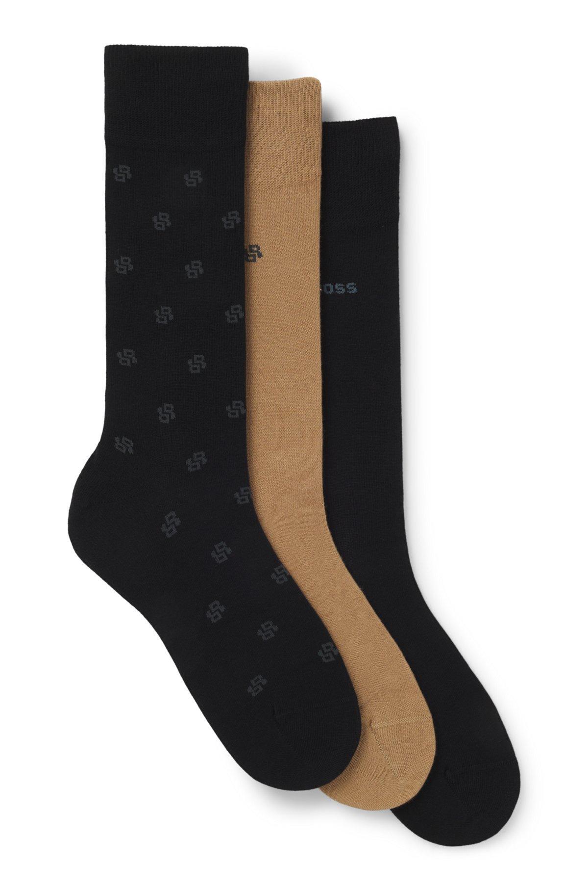 BOSS - Three-pack of regular-length socks in a cotton blend - Patterned Product Image