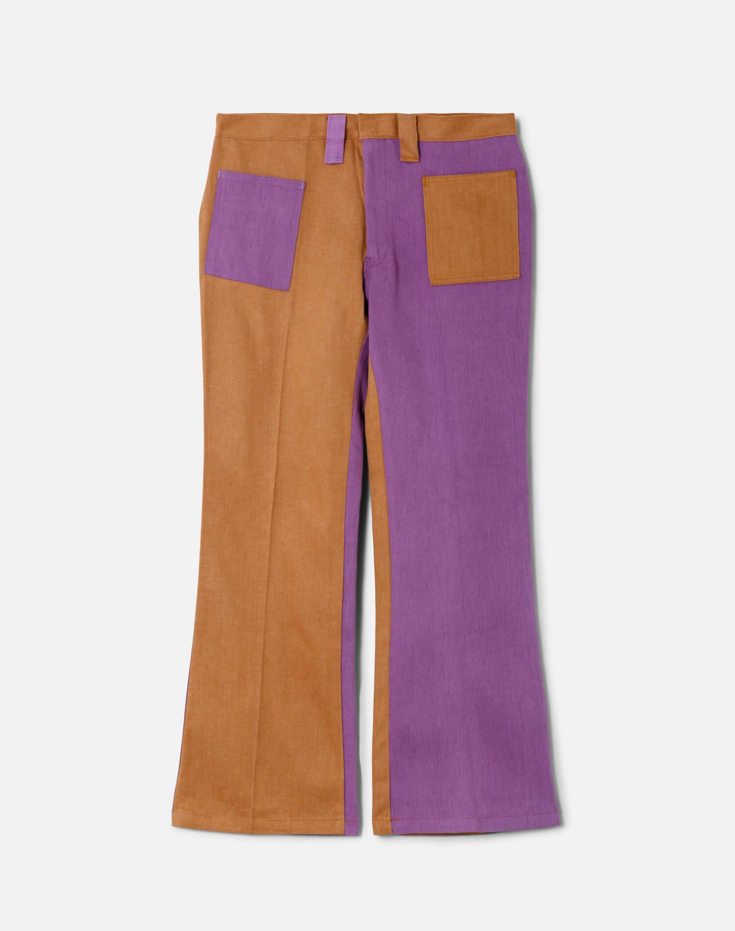 70s Color Block Patch Pants Female Product Image