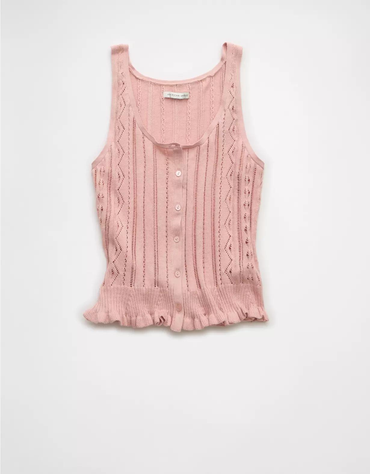 AE Pointelle Peplum Sweater Tank Top Product Image