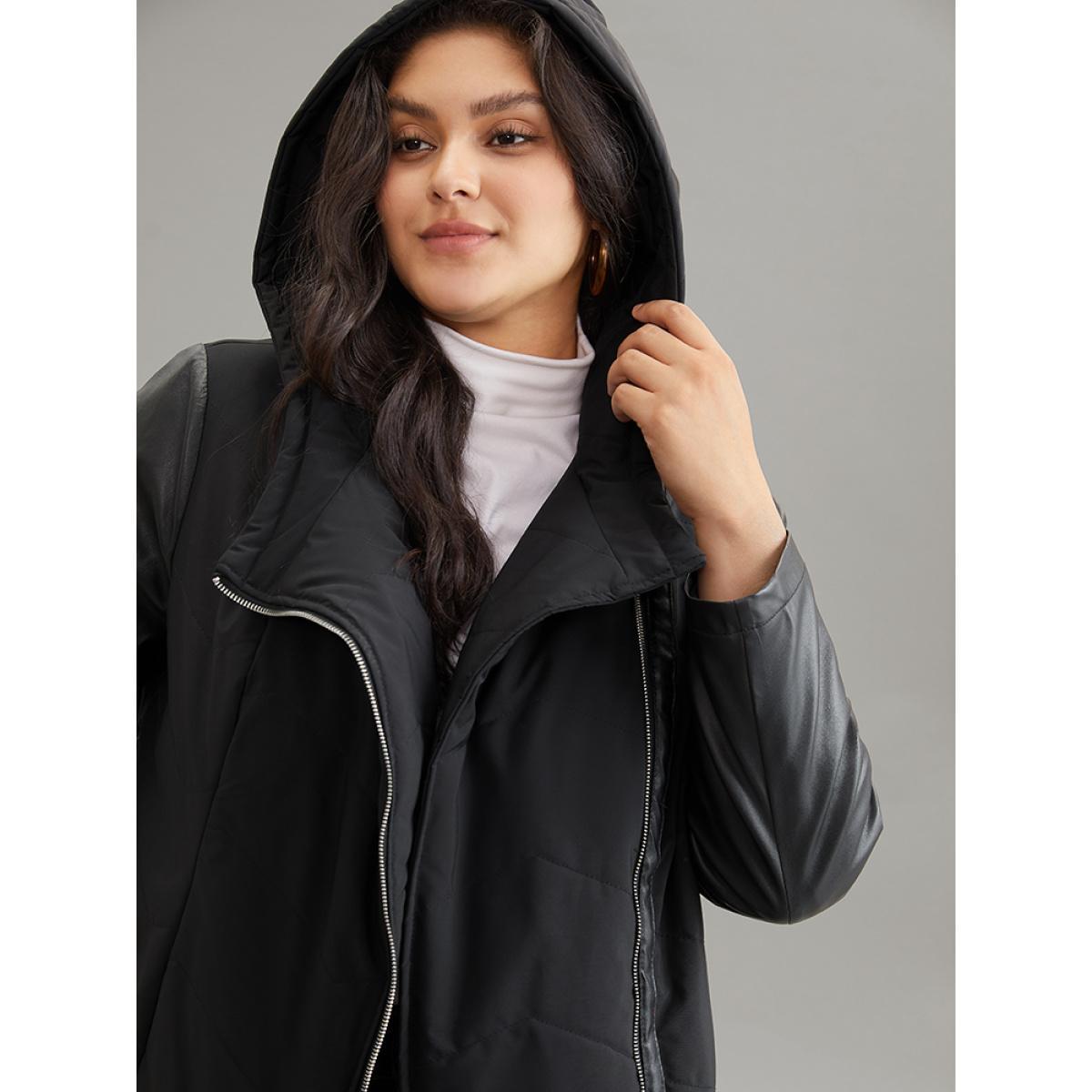 Plus Size Women Dailywear Plain Zipper No stretch 28/5X Pocket Belt Casual Cotton Jackets BloomChic Product Image
