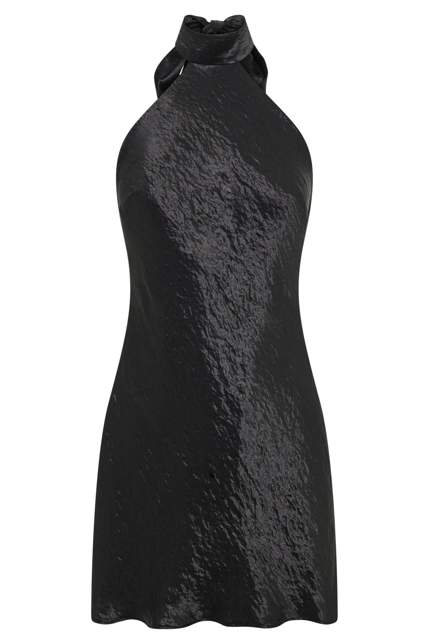 Cartia Bow Halter Micro Mini Dress - Black Product Image