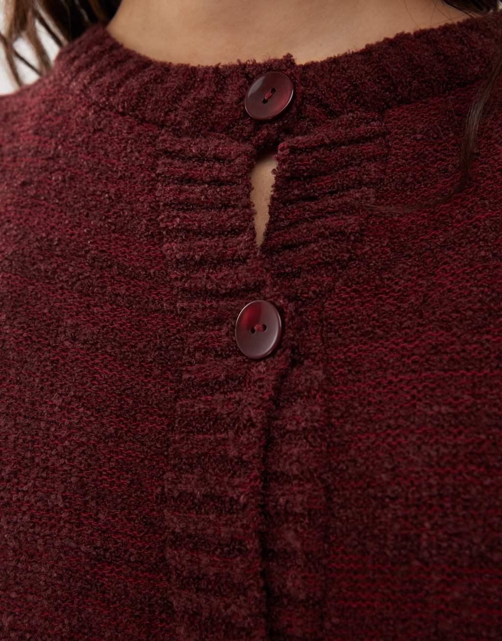 Reclaimed Vintage boxy cardigan in burgundy Product Image