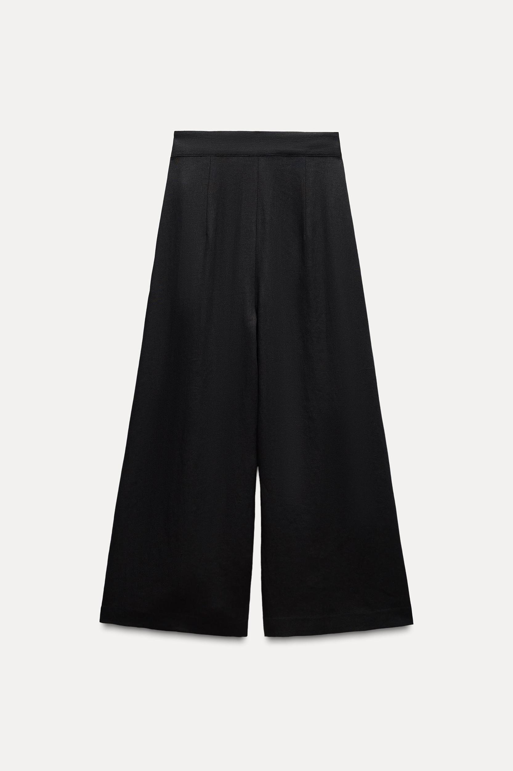 LINEN BLEND PLEATED PANTS ZW COLLECTION Product Image
