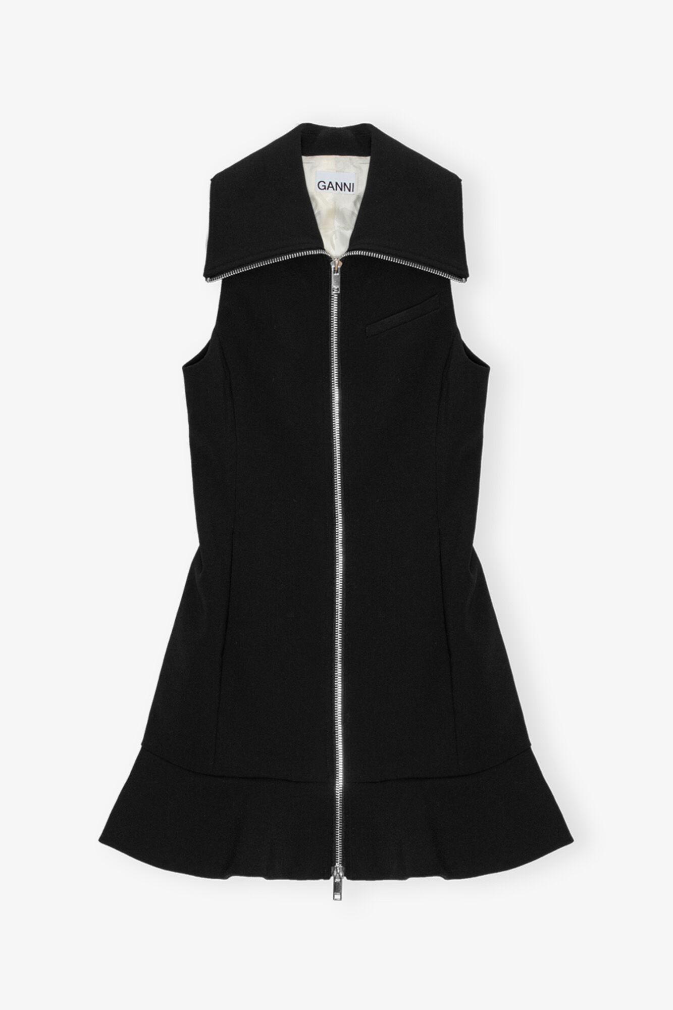 Black Bonded Crepe Mini Dress Product Image