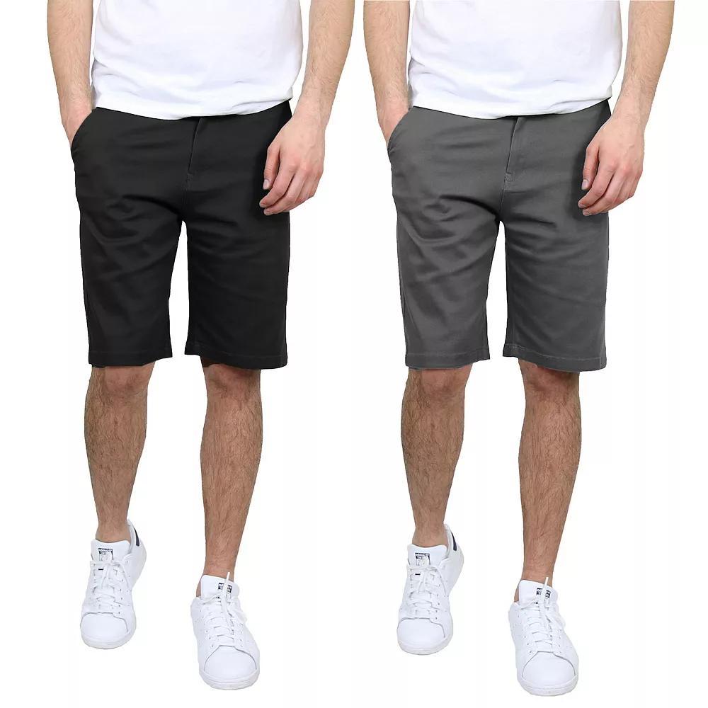 Men's Galaxy 10.5" 5-Pocket Flat-Front Slim-Fit Stretch Chino Shorts 2-Pack, Size: 42, Black Gray Product Image