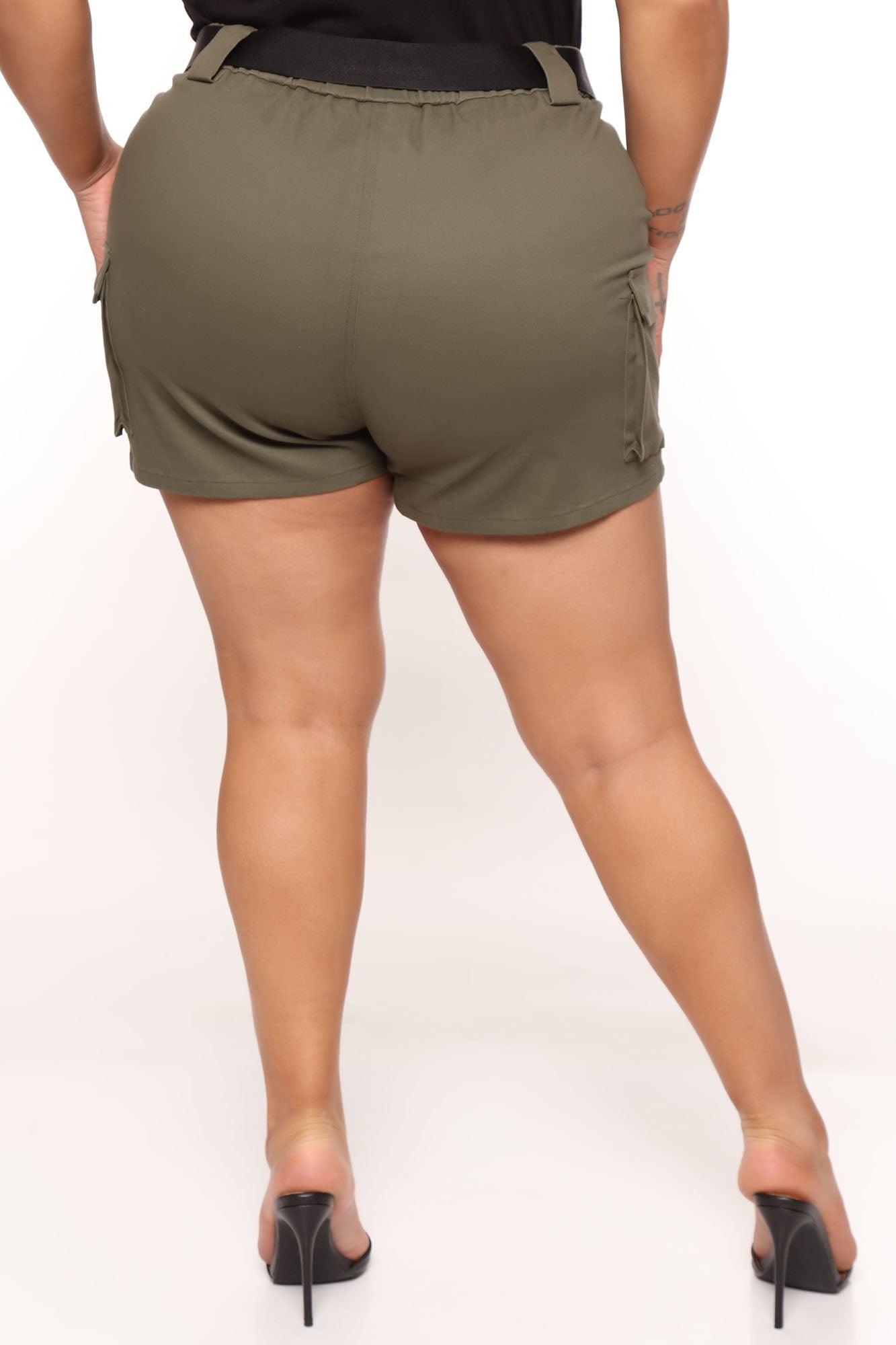 Buckle Up Cargo Shorts - Olive Product Image