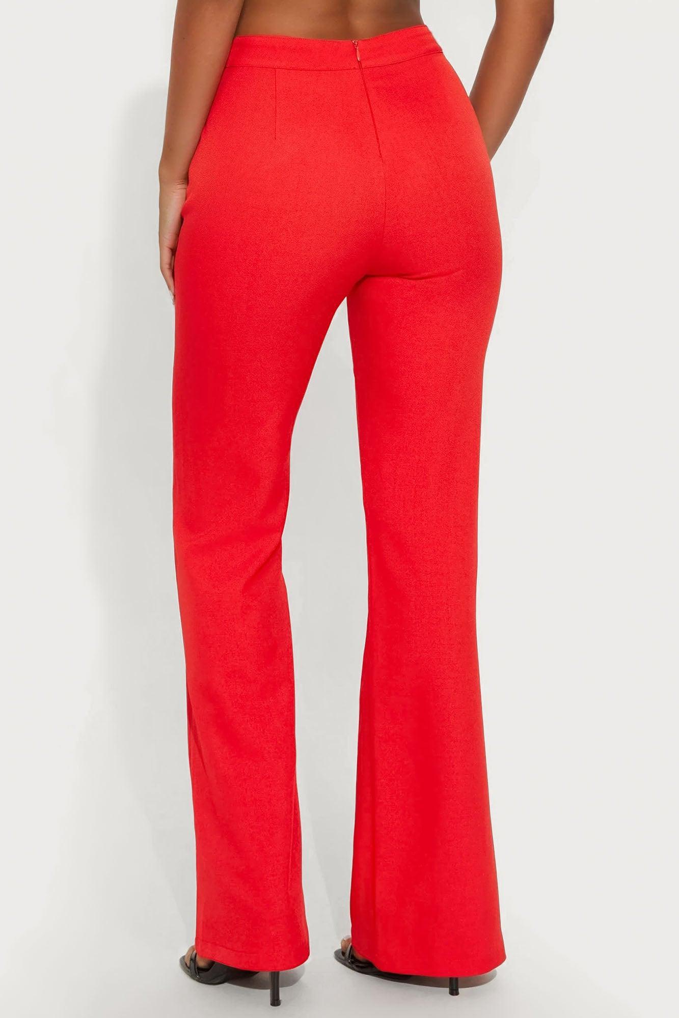 Abrina Twill Flare Pant - Red Product Image