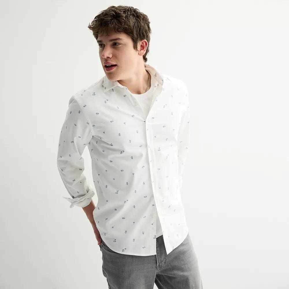 Men's Sonoma Goods For Life® Short-Sleeve Printed Slim Fit Performance Shirt, Size: Medium SLIM, Light Paco Palm Product Image