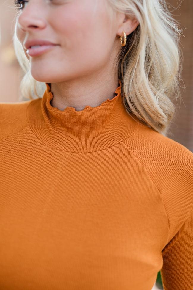 Make Your Choice Camel Ribbed Turtleneck Top FINAL SALE Product Image