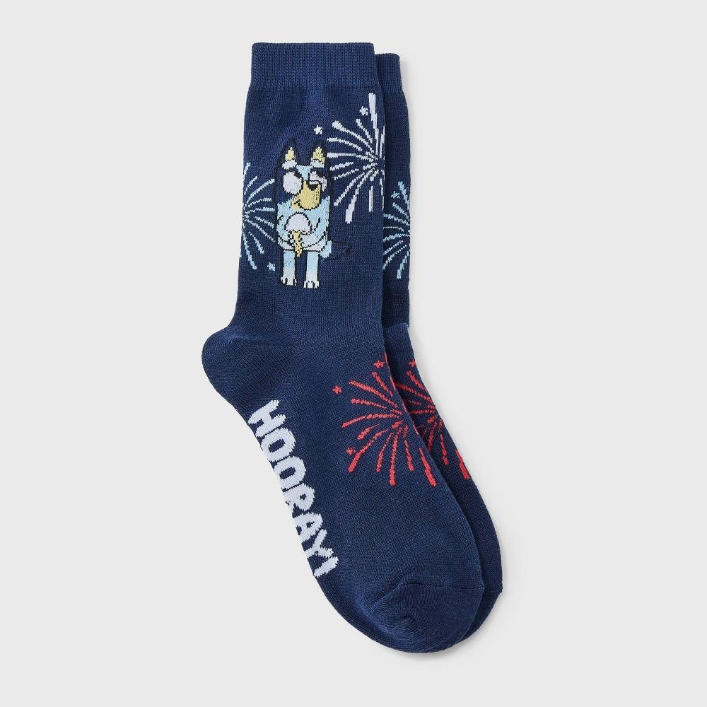 Women's Bluey 'Hooray' Americana Crew Socks - Navy Blue 4-10 Product Image