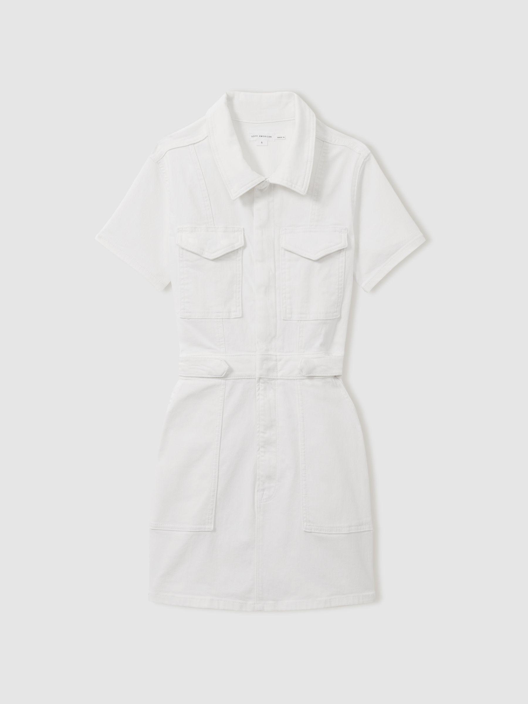 Denim Mini Dress in White Product Image