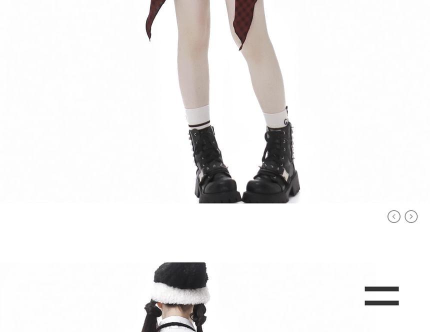 Long Sleeve Striped Applique Hood Asymmetrical Top with Necktie Product Image