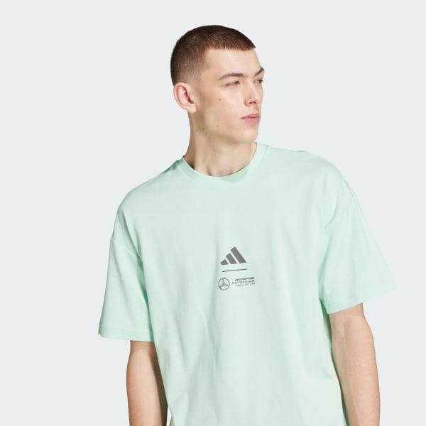adidas Mercedes - AMG Petronas Formula One Team Premium Woven Tee Frozen Green XL Mens Product Image