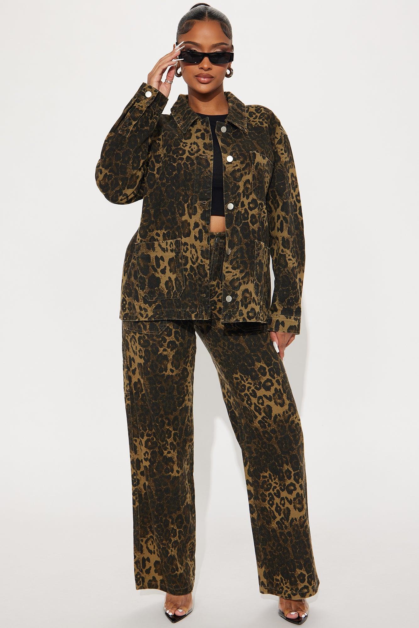 Running Wild Leopard Pant Set - Brown Combo Product Image