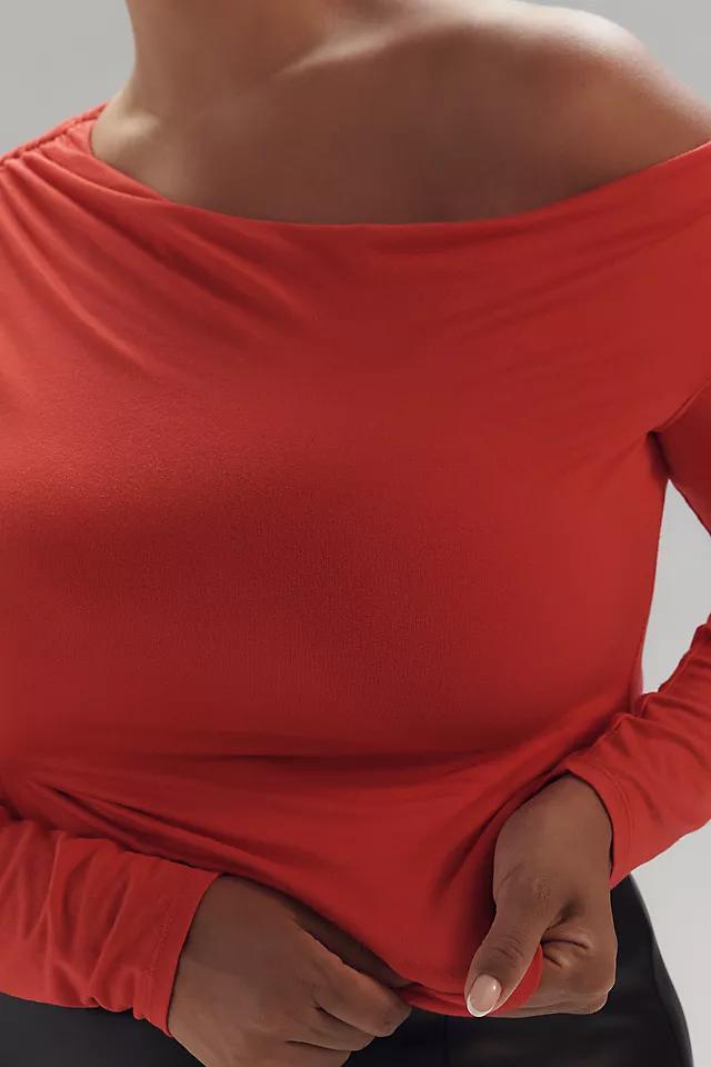 AFRM Vivica Plus Off-The-Shoulder Ruffle Mesh Top Product Image