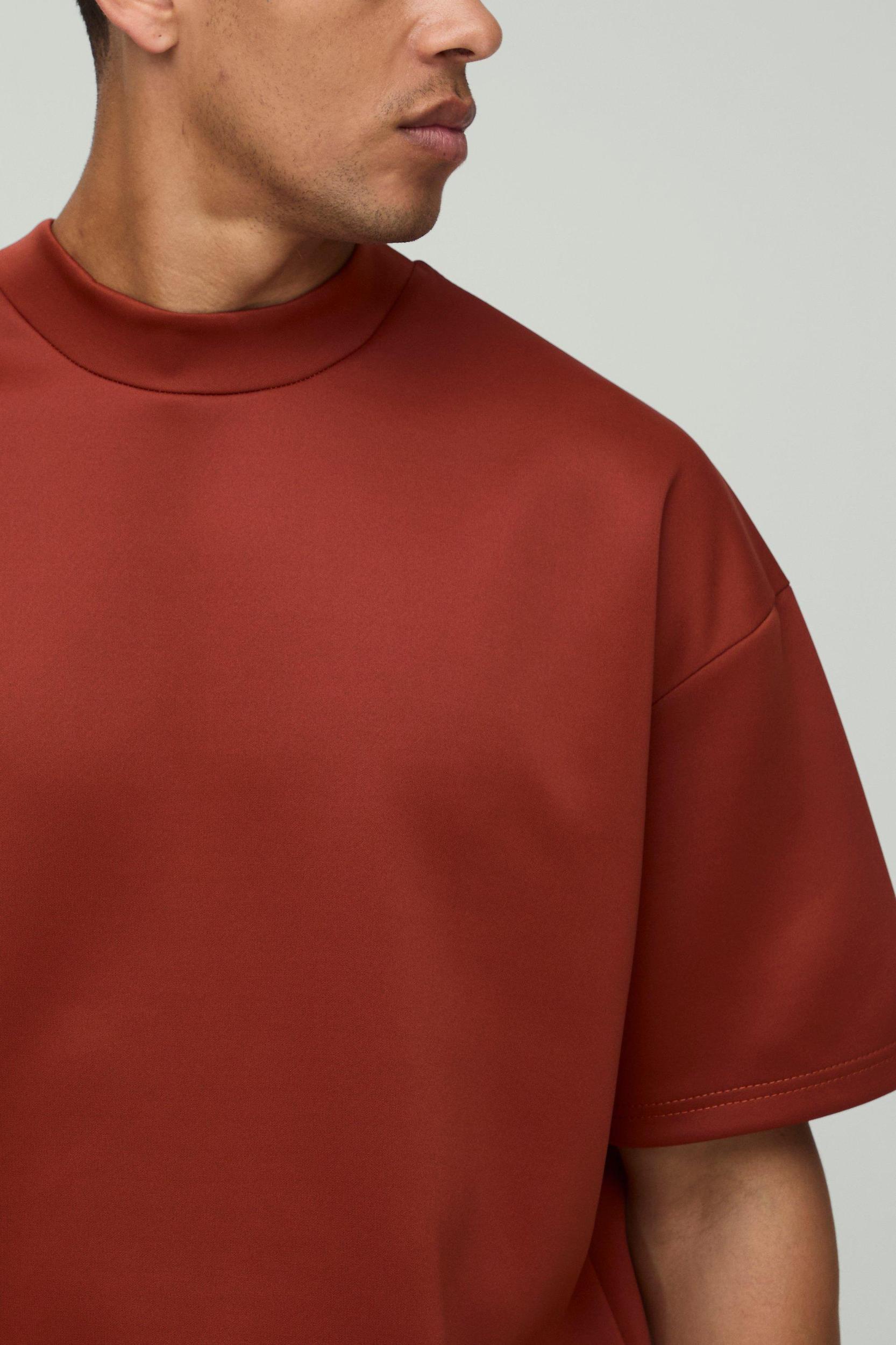 Oversized Extended Neck Scuba T-Shirt | boohooMAN USA Product Image