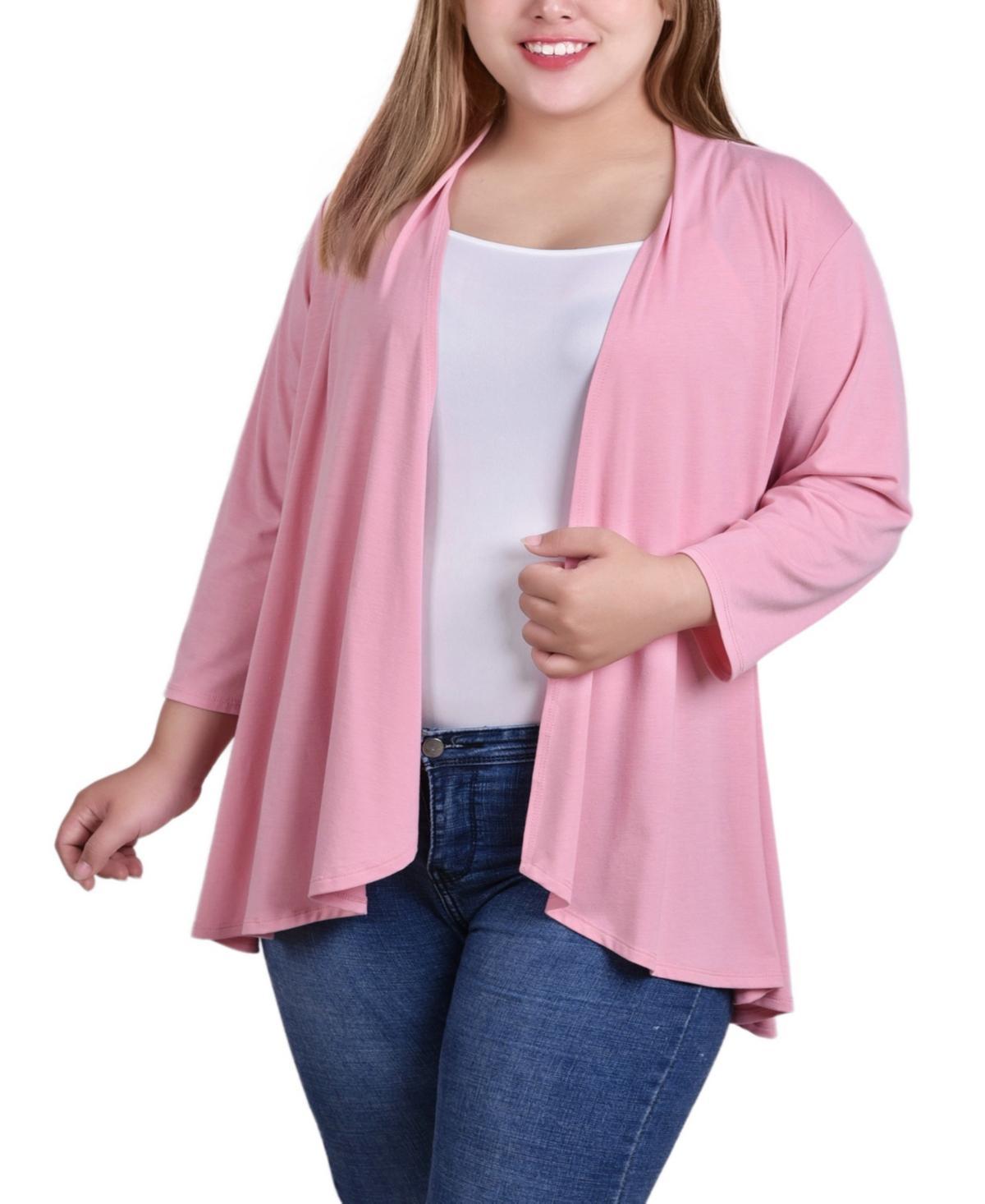 Ny Collection Plus Size Draped Open-Front Cardigan Sweater Product Image