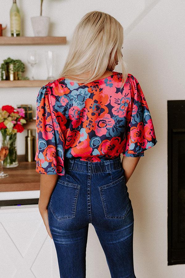Elegant Garden Satin Wrap Top Product Image